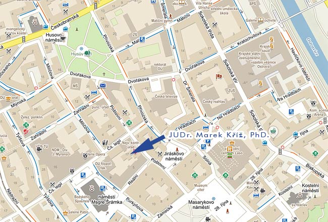 Mapa advokát JUDr. Marek Kříž, PhD. - Ostrava